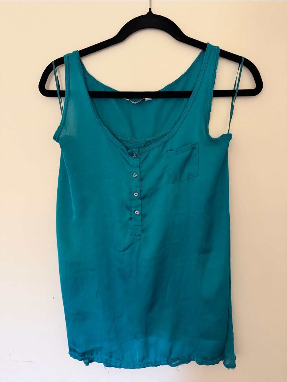 Pull&Bear Teal Double-Strap Button-Front Camisole